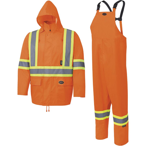 5618 Combinaison de pluie 150D, Polyester/Polyur&eacute;thane, Petit, Orange haute visibilit&eacute; Oxymax Inc