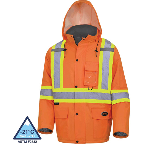 5030 Waterproof Quilted Safety Parka, High Visibility Orange, Small Oxymax Inc