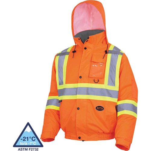 5032 Veste aviateur de s&eacute;curit&eacute; imperm&eacute;able et matelass&eacute;e pour l'hiver, Polyester, Orange haute visibilit&eacute;, Petit Oxymax Inc