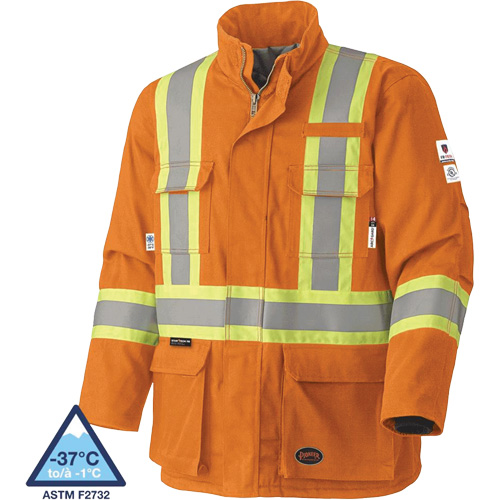 5533 Manteau de s&eacute;curit&eacute; ignifuge, Petit, Orange haute visibilit&eacute;, 58 cal/cm² Oxymax Inc
