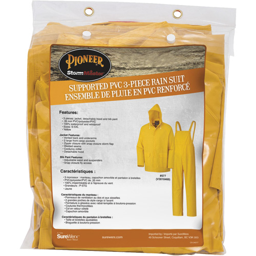 577 3-Piece Rain Suit, Polyester/PVC, 6X-Large, Yellow Oxymax Inc
