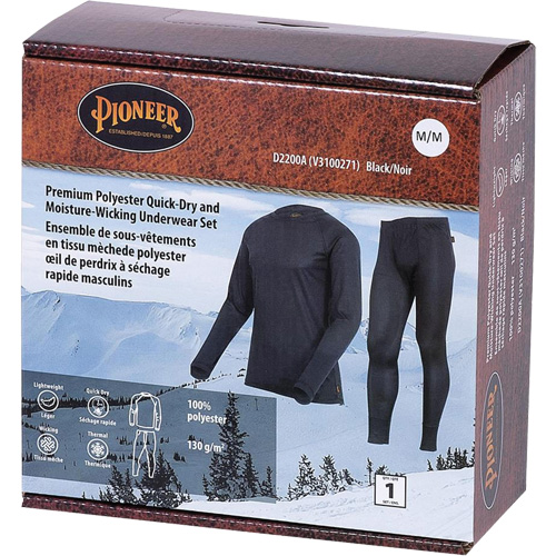 D2200A Ensemble de sous-v&ecirc;tements &agrave; s&eacute;chage rapide et &eacute;vacuation de l'humidit&eacute; de premi&egrave;re qualit&eacute;, Hommes, T-petit, Noir Oxymax Inc