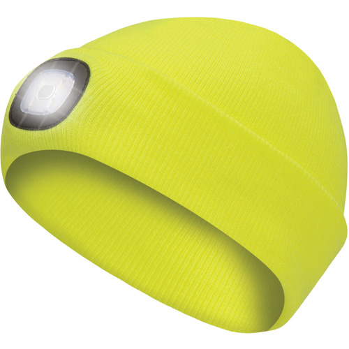5676 Knit Toque with LED Headlight, Fleece Lining, One Size, High Visibility Yellow Oxymax Inc