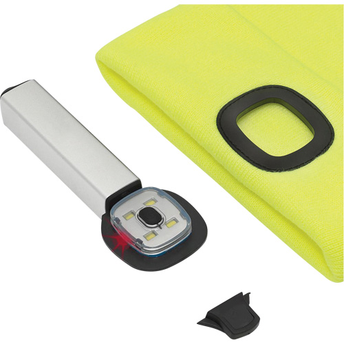 5676 Knit Toque with LED Headlight, Fleece Lining, One Size, High Visibility Yellow Oxymax Inc