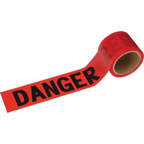 388 Danger Tape, Bilingual, 3" W x 200' L, 1.5 mils, Black on Red Oxymax Inc