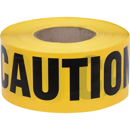 387 Caution Tape, English, 3" W x 1000' L, 1.5 mils, Black on Yellow Oxymax Inc