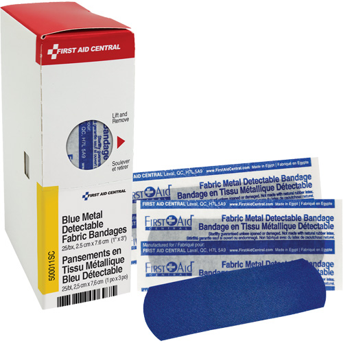 Fabric Blue Detectable Bandages, Rectangular/Square, 1", Fabric Metal Detectable, Sterile Oxymax Inc
