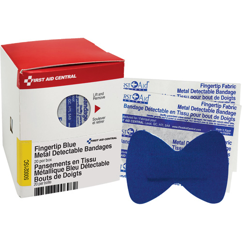 Pansements bleus d&eacute;tectables par d&eacute;tecteurs de m&eacute;taux pour bout de doigt, Bout de doigt, Tissu d&eacute;tectable, St&eacute;rile Oxymax Inc