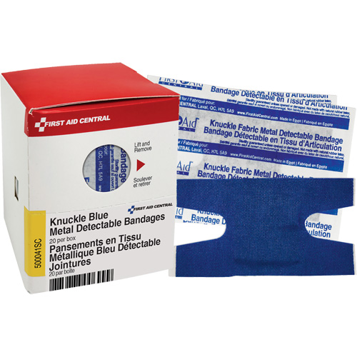 Knuckle Blue Detectable Bandages, Knuckle, Fabric Metal Detectable, Sterile Oxymax Inc