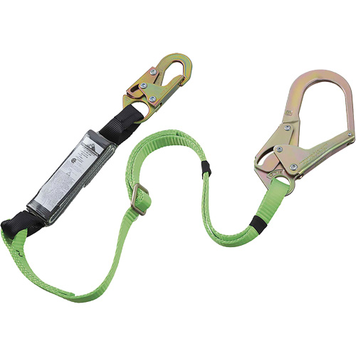 SA-5402-6A Shock Absorbing Lanyard, 6', Rebar Hook Center, Snap Hook Leg Ends, Polyester Oxymax Inc