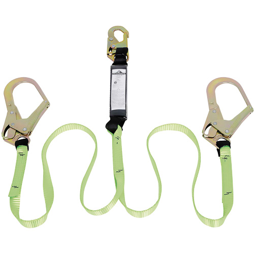 SA-54022-6 Shock Absorbing Lanyard, 6', Rebar Hook Center, Snap Hook Leg Ends, Polyester Oxymax Inc