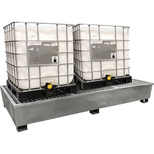 Steel Ultra-Twin IBC Spill Pallet&reg;, 370 US gal. Spill Capacity, 103.8" x 26.8" x 51.1" Oxymax Inc