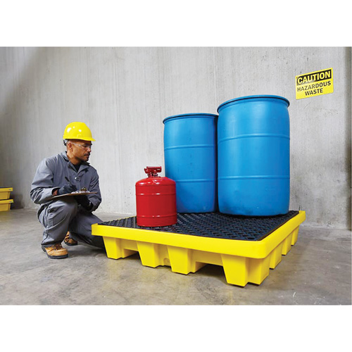 4-Drum Nestable Ultra-Spill Pallet&reg;, 66 US gal. Spill Capacity, 51" x 51" x 10" Oxymax Inc