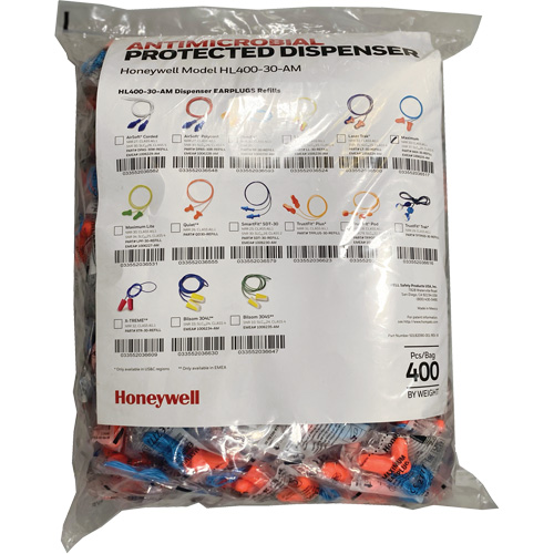 Recharge de bouchons doreille Max-30 pour le distributeur HL400, Vrac - Sac en poly, Avec cordon Oxymax Inc