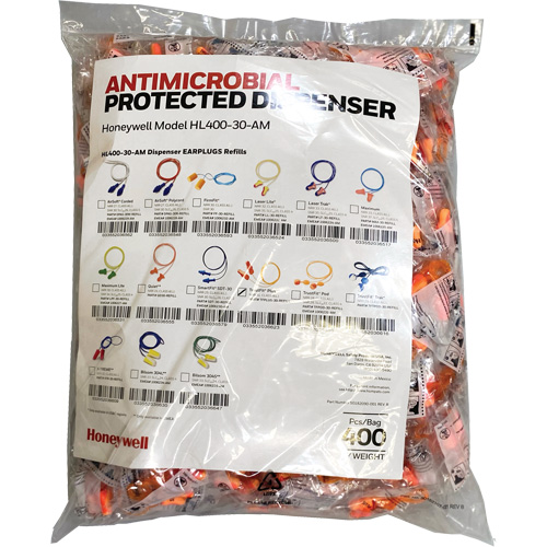 Recharge de bouchons doreille TFP-30 pour le distributeur HL400, Vrac - Sac en poly, Avec cordon Oxymax Inc