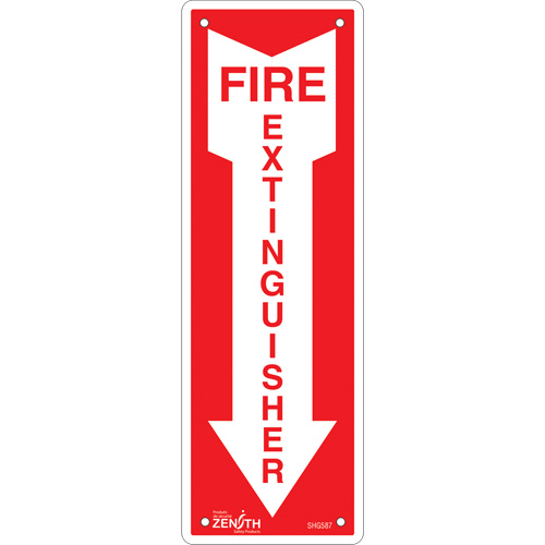 Enseigne Fire Extinguisher, 12" x 4", Aluminium, Anglais avec pictogramme Oxymax Inc