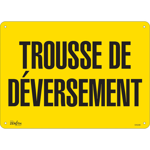 Enseigne  Trousse de d&eacute;versement , 10" x 14", Plastique, Français Oxymax Inc