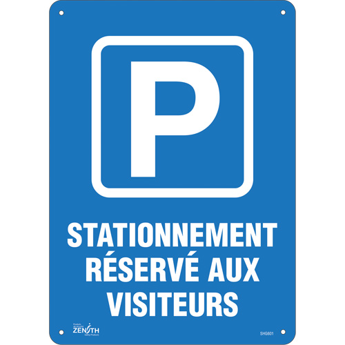 Enseigne  Stationnement r&eacute;serv&eacute; aux visiteurs , 10" x 14", Plastique, Français avec pictogramme Oxymax Inc