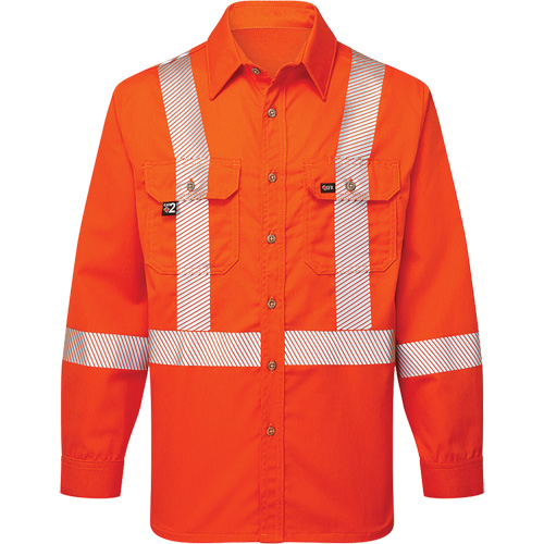 Chemise de travail FR ray&eacute;e et segment&eacute;e Ultrasoft, Moyen, Orange Oxymax Inc