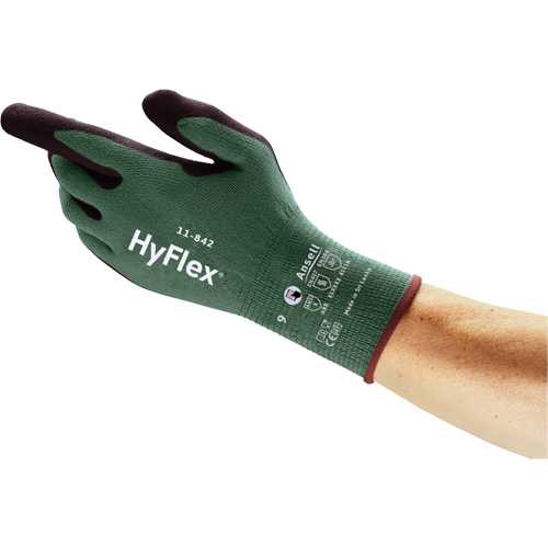 HyFlex&reg; 11-842 Sustainable Multi-Purpose Gloves, 5, Foam Nitrile Coating, 15 Gauge, Nylon Shell Oxymax Inc