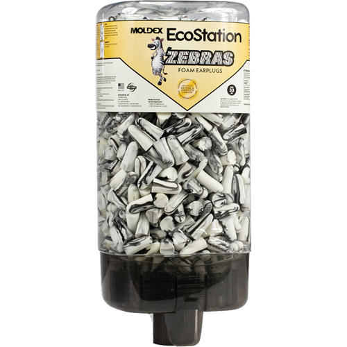 Distributeur de bouchons d'oreilles EcoStation avec des bouchons d'oreilles Zebras Oxymax Inc