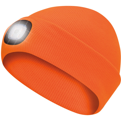 5675 Knit Toque with LED Headlight, Fleece Lining, One Size, High Visibility Orange Oxymax Inc