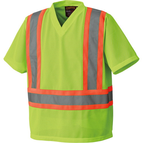 5993P Mesh Safety T-Shirt, Polyester, Small, High Visibility Lime-Yellow Oxymax Inc