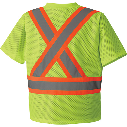 5993P Mesh Safety T-Shirt, Polyester, Small, High Visibility Lime-Yellow Oxymax Inc