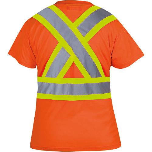 6948 Women's Bird's-Eye Safety T-Shirt, Polyester, X-Small, High Visibility Orange Oxymax Inc
