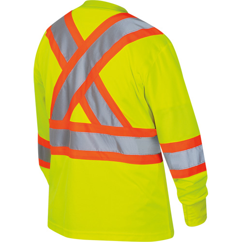 6969 Women's Bird's-Eye Long-Sleeved Safety Shirt, Polyester, X-Small, High Visibility Lime-Yellow Oxymax Inc