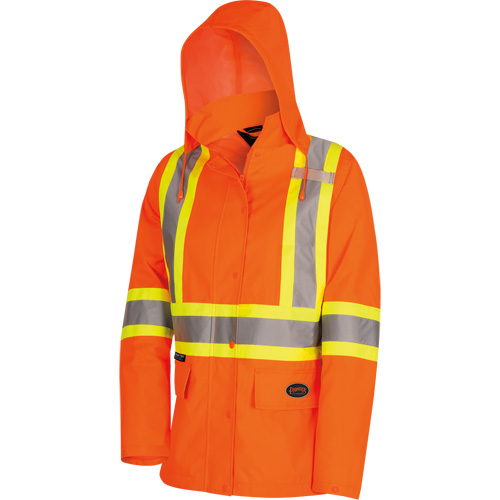 5626W The Rock Women's 300D  Quilted Safety Parka, Polyester/Polyurethane, High Visibility Orange, X-Small Oxymax Inc