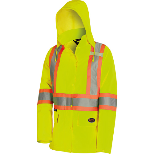 5628W The Rock Women's 300D  Quilted Safety Parka, Polyester/Polyurethane, High Visibility Lime-Yellow, X-Small Oxymax Inc