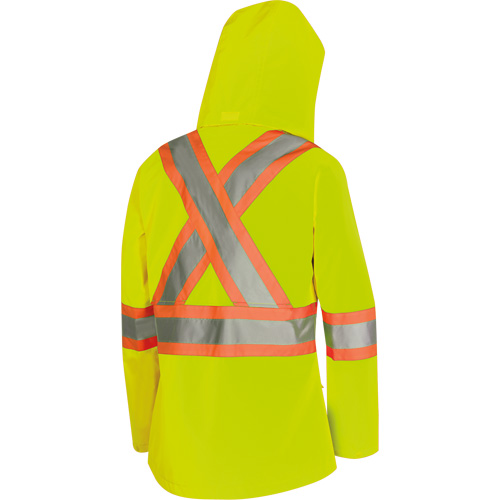 5628W The Rock Women's 300D  Quilted Safety Parka, Polyester/Polyurethane, High Visibility Lime-Yellow, X-Small Oxymax Inc