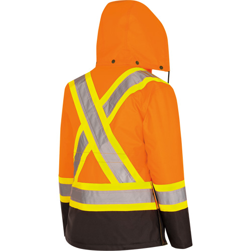 5020BBW Women's  7-in-1 Waterproof Jacket with Hood, Polyester/Polyurethane, High Visibility Orange, X-Small Oxymax Inc