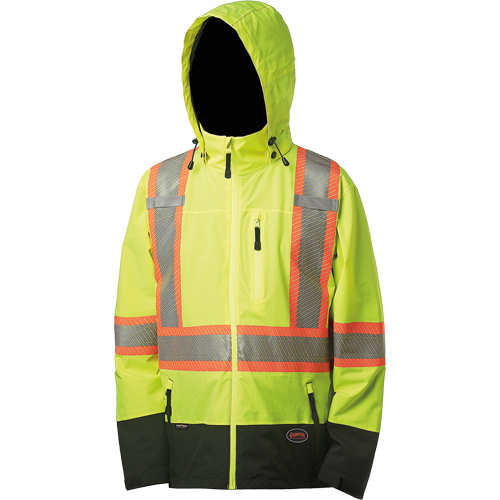 5221 Manteau de s&eacute;curit&eacute; imperm&eacute;able &agrave; coquille souple de premi&egrave;re qualit&eacute;, Polyester, Jaune lime haute visibilit&eacute;, Petit Oxymax Inc