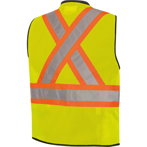 6895 High-Visibility Zip Front Bi-Colour Safety Vest, Black/High Visibility Lime-Yellow, 2X-Large/3X-Large, Polyester Oxymax Inc