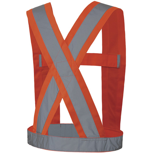 5491 Bretelles ajustables de s&eacute;curit&eacute; haute visibilit&eacute; de 4" de largeur, R&eacute;pond ou surpasse la norme CSA Z96 classe 2 - niveau 2, Orange haute visibilit&eacute;, Couleur r&eacute;fl&eacute;chissante Argent, Taille unique Oxymax Inc