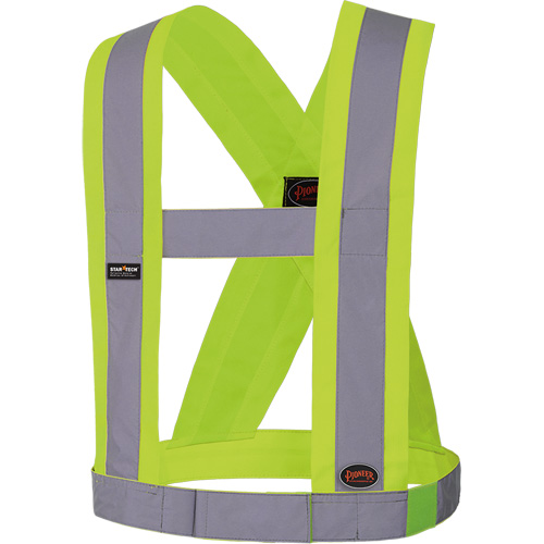 5493 High-Visibility 4" Wide Adjustable Safety Sash, Meets/Exceeds CSA Z96 Class 2 - Level 2, High Visibility Lime-Yellow, Silver Reflective Colour, One Size Oxymax Inc