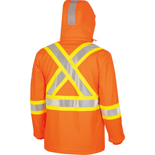 5884 Manteau imperm&eacute;able ignifuge et r&eacute;sistant aux arcs &eacute;lectriques avec capuchon Flash-Gard, Petit, Orange haute visibilit&eacute;, 51 cal/cm² Oxymax Inc
