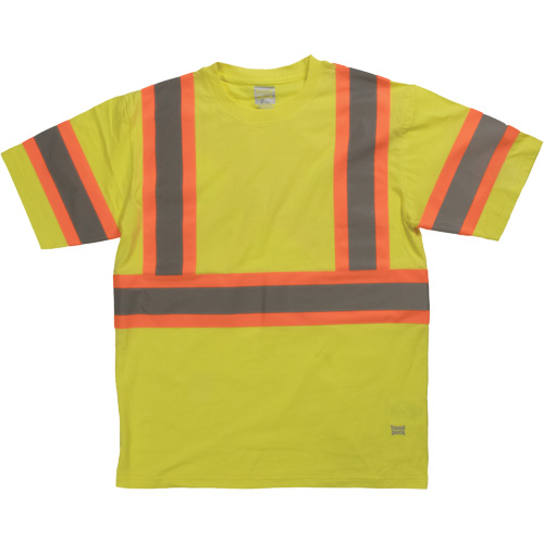 Chemise de s&eacute;curit&eacute; &agrave; manches courtes, Coton, T-petit, Jaune lime haute visibilit&eacute; Oxymax Inc