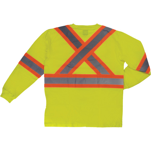 Long Sleeve Safety T-Shirt, Cotton, X-Small, High Visibility Lime-Yellow Oxymax Inc
