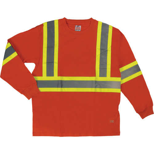 Long Sleeve Safety T-Shirt, Cotton, X-Small, High Visibility Orange Oxymax Inc