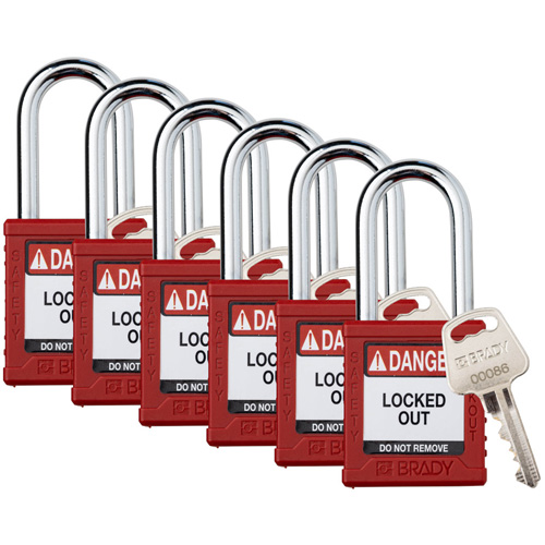 Velocity Lockout Padlocks, Red, Keyed Different, Nylon, 1-1/2" Width Oxymax Inc