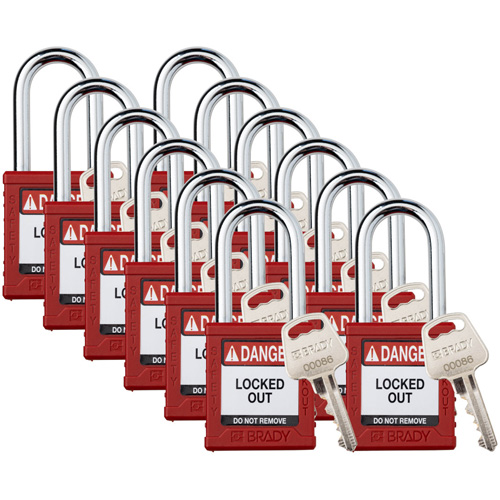 Velocity Lockout Padlocks, Red, Keyed Different, Nylon, 1-1/2" Width Oxymax Inc