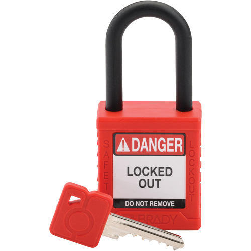 Velocity Safety Lockout Padlock, Red, Keyed Different, Nylon, 1-1/2" Width Oxymax Inc