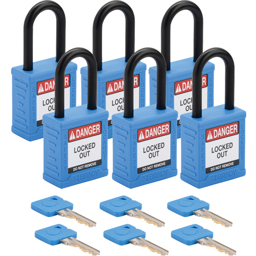 Velocity Lockout Padlocks, Blue, Keyed Different, Nylon, 1-1/2" Width Oxymax Inc