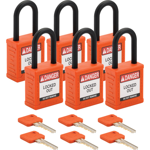 Velocity Lockout Padlocks, Orange, Keyed Different, Nylon, 1-1/2" Width Oxymax Inc