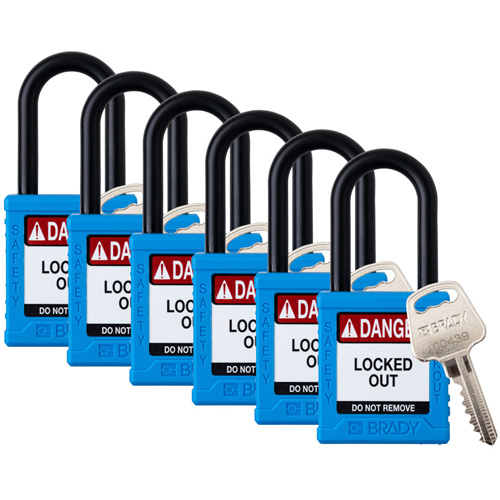 Cadenas de verrouillage Velocity, Bleu, Cl&eacute;s identiques, Nylon, Largeur de 1-1/2" Oxymax Inc