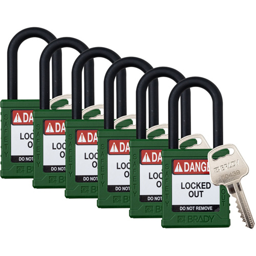 Velocity Lockout Padlocks, Green, Keyed Alike, Nylon, 1-1/2" Width Oxymax Inc