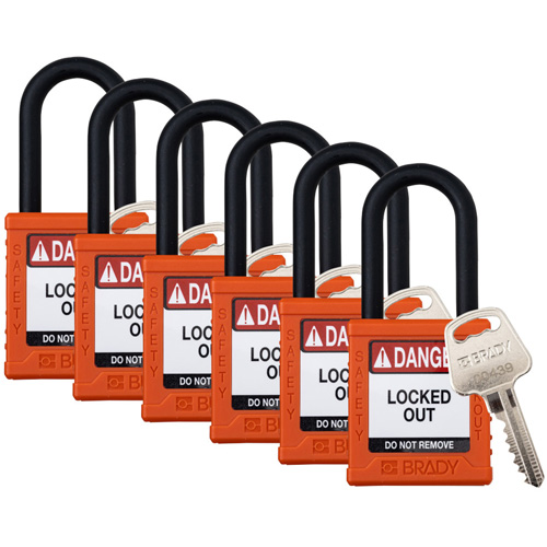 Cadenas de verrouillage Velocity, Orange, Cl&eacute;s identiques, Nylon, Largeur de 1-1/2" Oxymax Inc